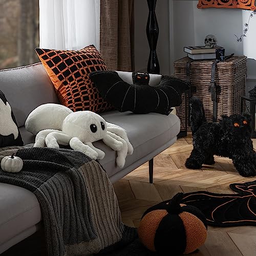 Fluffy Spider-Shaped Halloween Throw Pillow 9x16