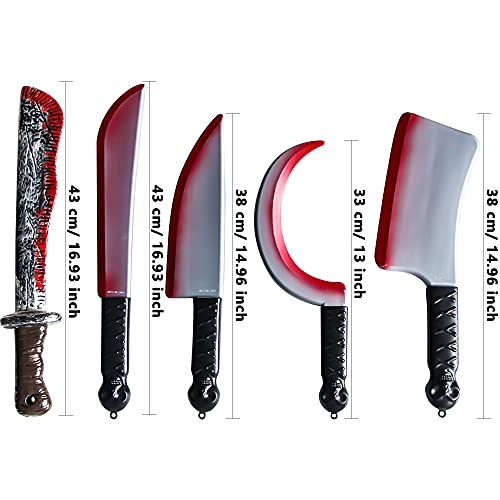 5 Pack Realistic Plastic Machete Props for Halloween