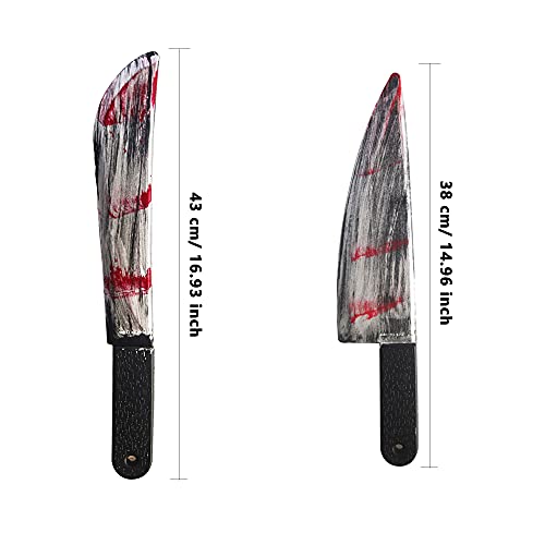 4 Pack Bloody Cleaver Knife Props for Halloween