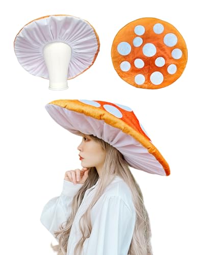 Oversized Orange Mushroom Hat for Halloween Cosplay