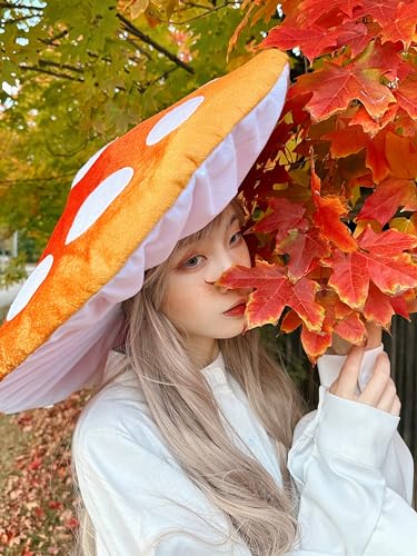 Oversized Orange Mushroom Hat for Halloween Cosplay
