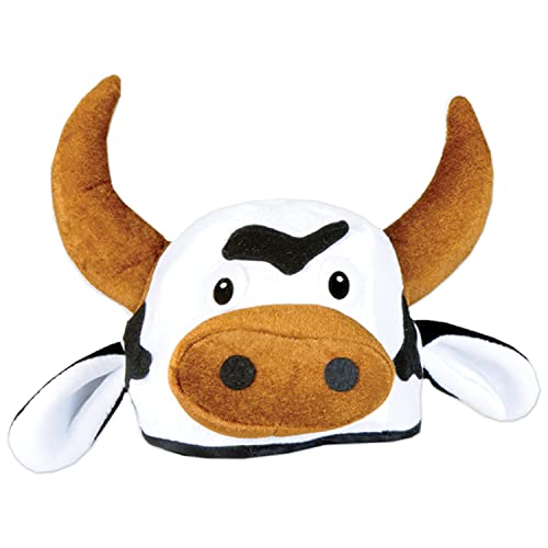 Plush Cow Head Hat for Halloween Fun