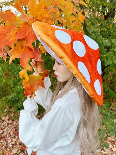 Oversized Orange Mushroom Hat for Halloween Cosplay