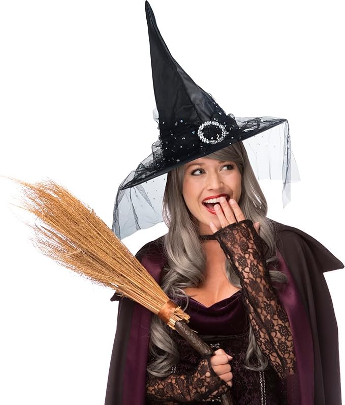 Vintage Witch Hat Set with Lace Veils