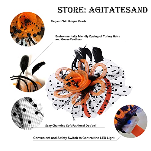 Orange and Black LED Halloween Fascinator Headband