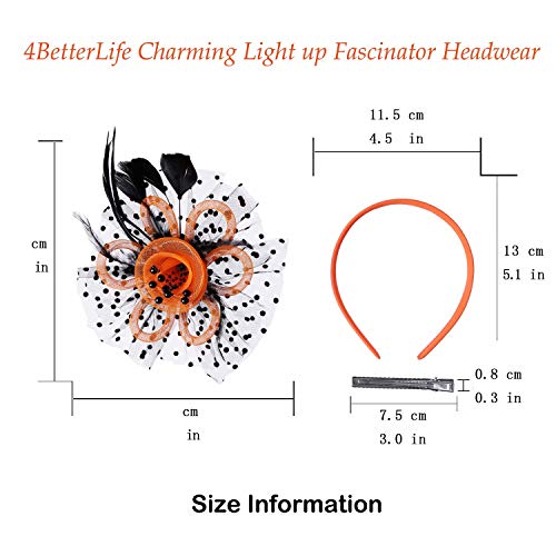 Orange and Black LED Halloween Fascinator Headband