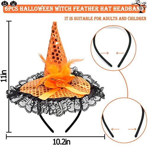 6 Pcs Cute Witch Hat Headbands for Halloween