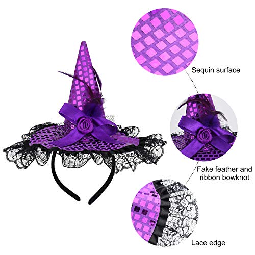 3-Pack Halloween Witch Hats & Feather Headbands