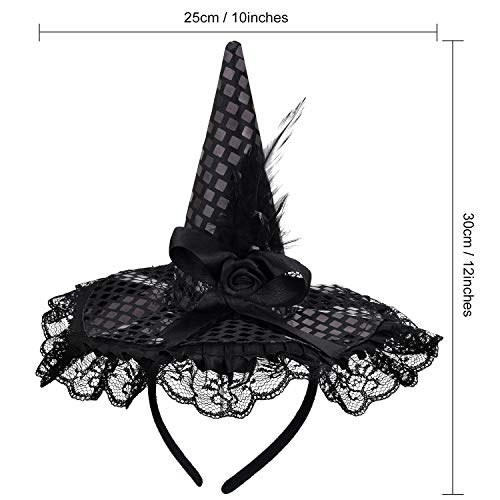 3-Pack Halloween Witch Hats & Feather Headbands