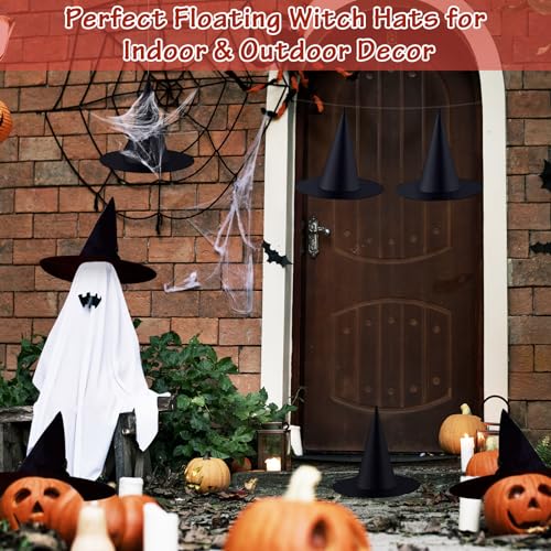 8-Pack Black Witch Hats for Halloween Decor