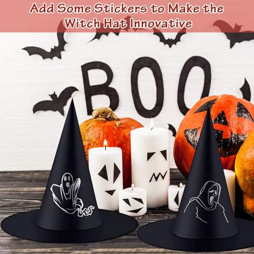 8-Pack Black Witch Hats for Halloween Decor