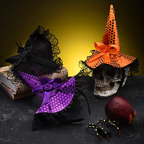 3-Pack Halloween Witch Hats & Feather Headbands