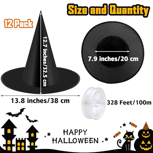 Elcoho 12 Halloween Witch Hats & Rope Decor