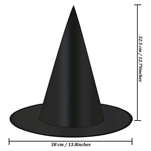 10-Pack Black Witch Hats for Halloween Costumes