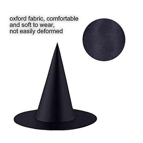 8 Pack Black Witch Hats for Halloween Decorations