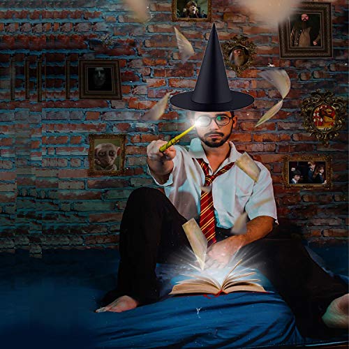 8 Pack Black Witch Hats for Halloween Decorations