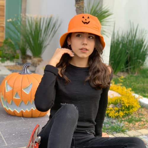 Embroidered Jack o' Lantern Halloween Bucket Hat