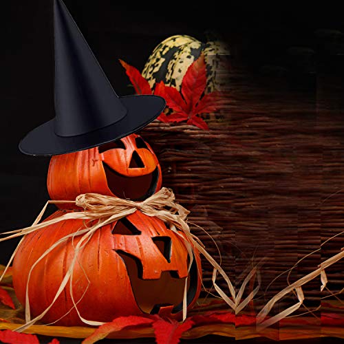 8 Pack Black Witch Hats for Halloween Decorations