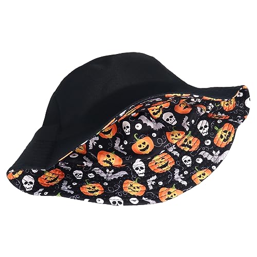 Reversible Halloween Pumpkin Skull Beach Bucket Hat