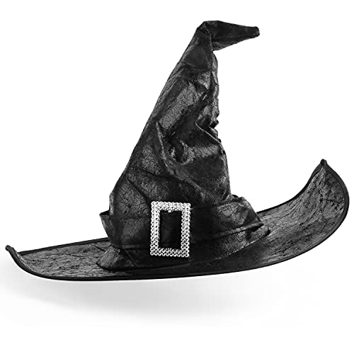 Wide Brim Black Witch Hat for Halloween Parties