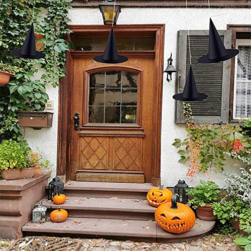 8 Pack Black Witch Hats for Halloween Decorations