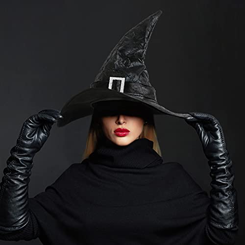 Wide Brim Black Witch Hat for Halloween Parties