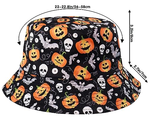 Reversible Halloween Pumpkin Skull Beach Bucket Hat
