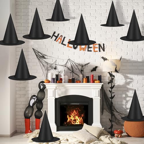 12 Pack of Black Hanging Witch Hats