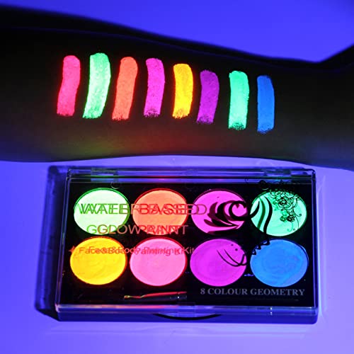 Glow in the Dark UV Blacklight Face Paint Palette