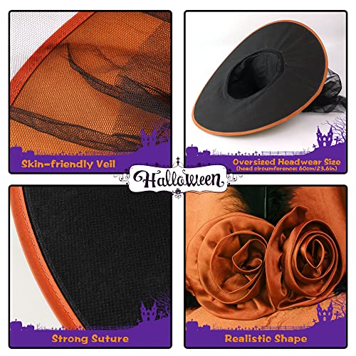 Wicked Black Witch Hat with Orange Veil