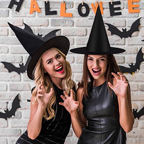 12-Pack Black Witch Hats for Halloween Decor