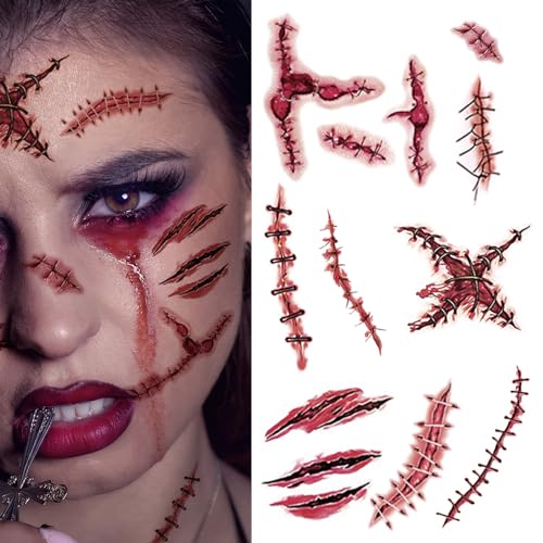 20 Sheets Halloween Fake Scar Makeup & Tattoos