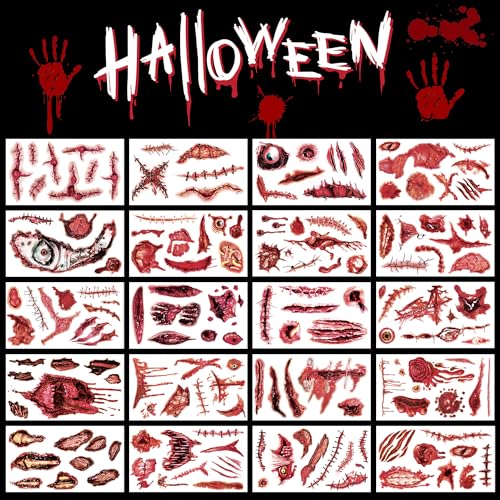 20 Sheets Halloween Fake Scar Makeup & Tattoos
