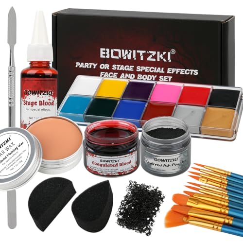 Bowitzki Halloween SFX Makeup Kit with Blood & Wax