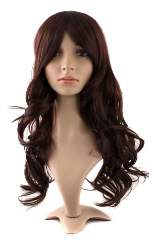 Charming 24" Long Wavy Dark Brown Wig