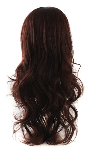Charming 24" Long Wavy Dark Brown Wig
