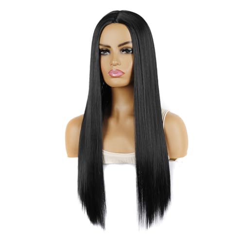 Long Black Synthetic Wig for Halloween Cosplay