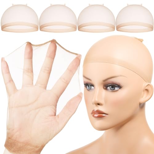 Light Brown Ultra Thin Wig Caps - 4 Pack