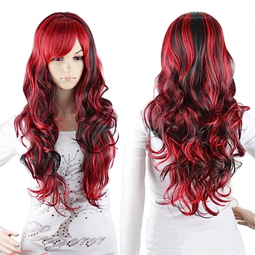 AneShe Red and Black Anime Cosplay Wig