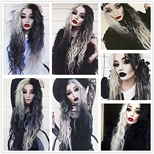 Mildiso 26'' Black and White Halloween Wig