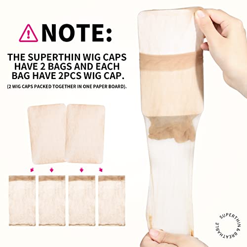 Light Brown Ultra Thin Wig Caps - 4 Pack