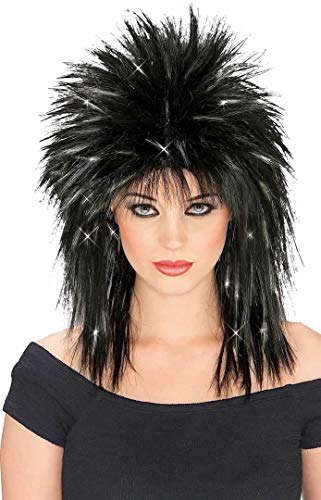 Black/Silver Rockin' Diva Wig with Tinsel