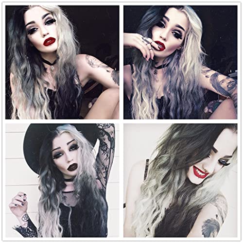 Mildiso 26'' Black and White Halloween Wig