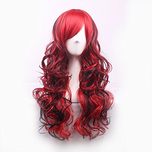 AneShe Red and Black Anime Cosplay Wig