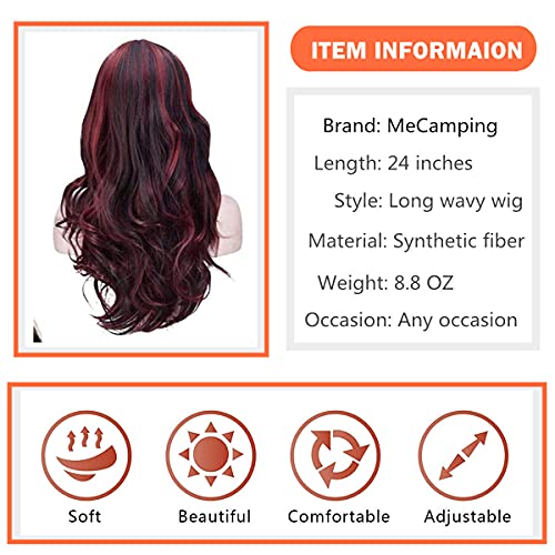 Curly Red and Black Halloween Wig for Women