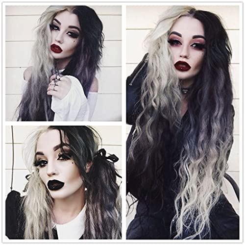 Mildiso 26'' Black and White Halloween Wig
