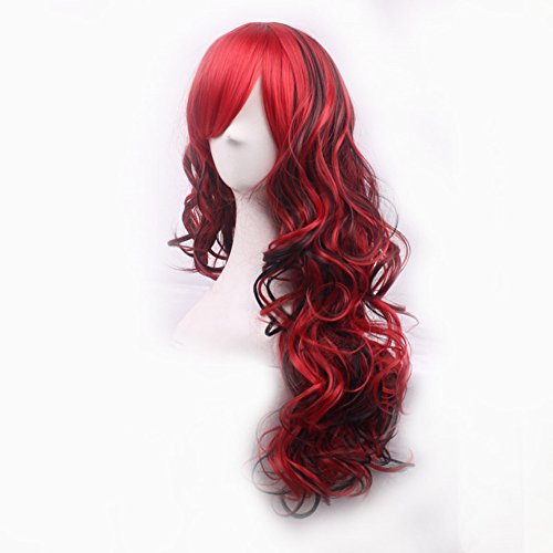 AneShe Red and Black Anime Cosplay Wig