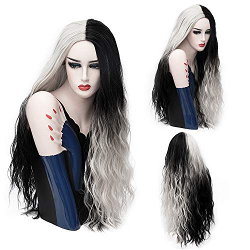Mildiso 26'' Black and White Halloween Wig