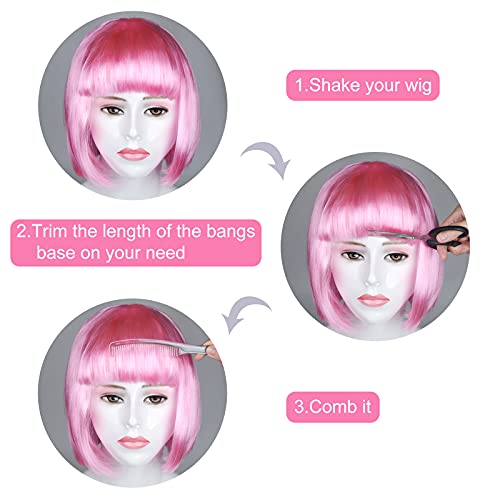 Pink Bob Wig & Sunglass Set for Halloween Parties