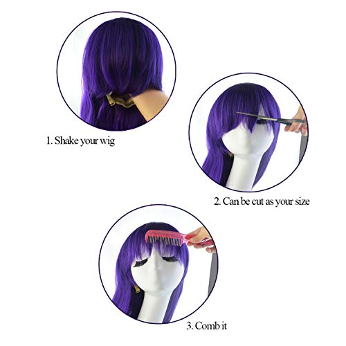 Purple Curly Cosplay Wig for Halloween Parties